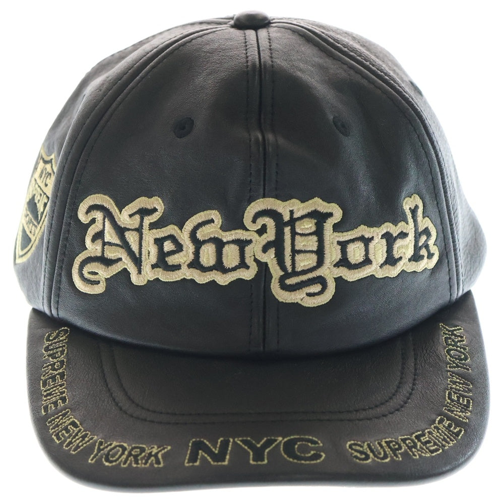Supreme NYC ブラックレザーキャップ SUPREME(シュプリーム) 25AW New York Leather 6-Panel ニューヨーク