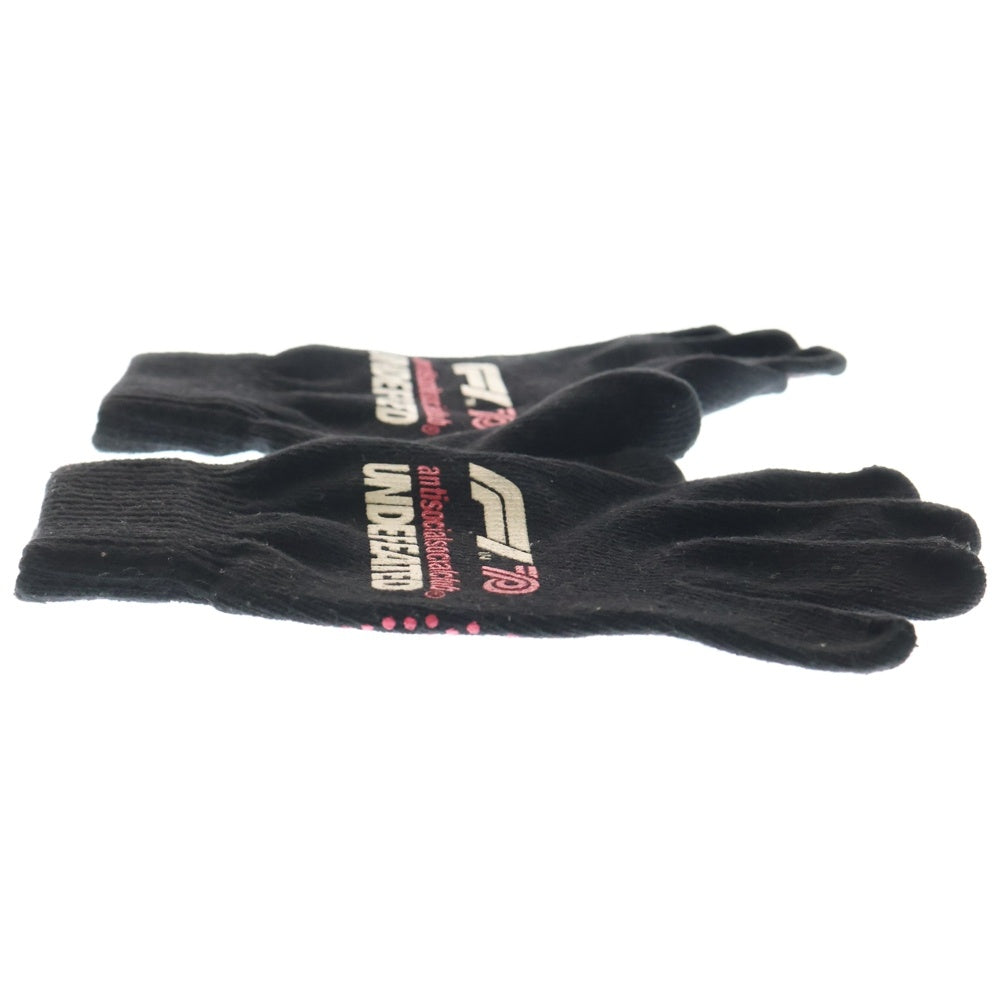 UNDEFEATED(アンディフィーテッド) ×Anti Social Social Club F1 Gloves ロゴプリント グローブ 手袋 ブラック