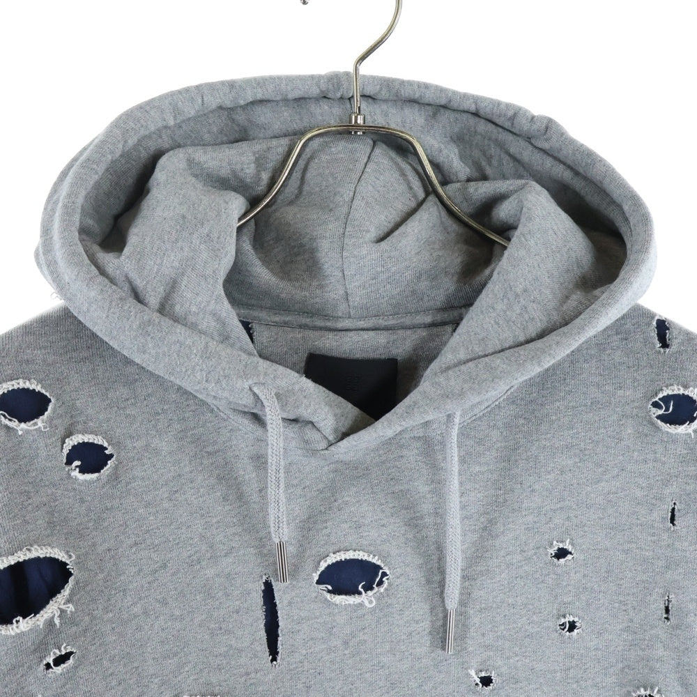 GIVENCHY(ジバンシィ) デストロイ加工 レイヤード スウェット プルオーバーパーカー グレー BMJ0JE3YK1
