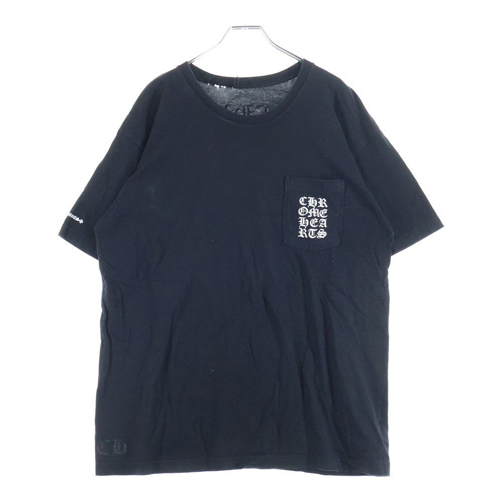 CHROME HEARTS(クロムハーツ) ヴァーティカルロゴプリント クルーネック 半袖Tシャツカットソーブラック