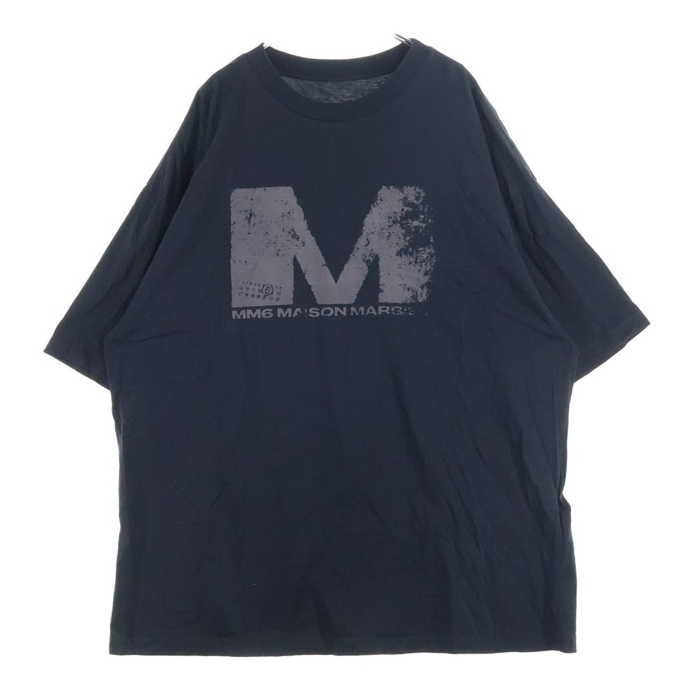 MM6 Maison Margiela(エムエムシックスメゾンマルジェラ) 24SS ナンバリングロゴプリント オーバーサイズ 半袖Tシャツカットソーブラック SH0GC0048 S24312
