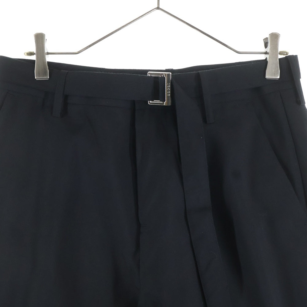 Sacai(サカイ) 23SS Suiting Pants スーチング ポリエステル ウール ベルテッド パンツ ブラック 23-02953M