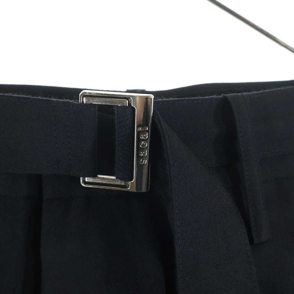 Sacai(サカイ) 23SS Suiting Pants スーチング ポリエステル ウール ベルテッド パンツ ブラック 23-02953M