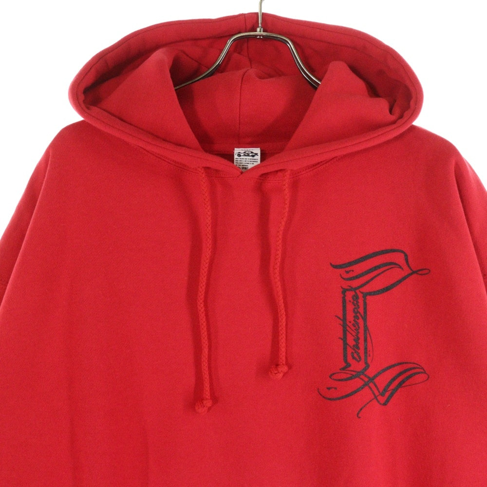 CHALLENGER(チャレンジャー) WOLF HOODIE ウルフ ロゴプリント プルオーバーパーカー スウェットフーディ レッド