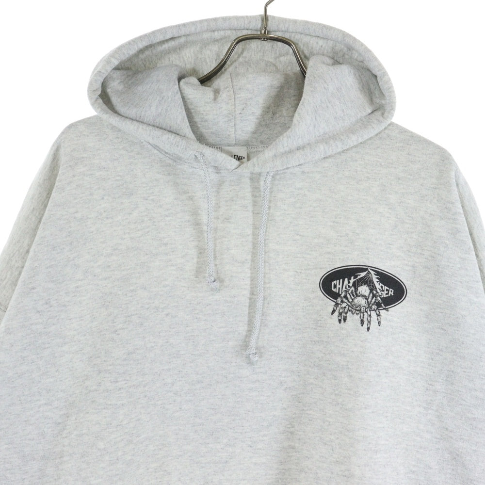 CHALLENGER(チャレンジャー) LOGO SPIDER HOODIE スパーダーロゴプリント プルオーバーパーカー スウェットフーディ グレー