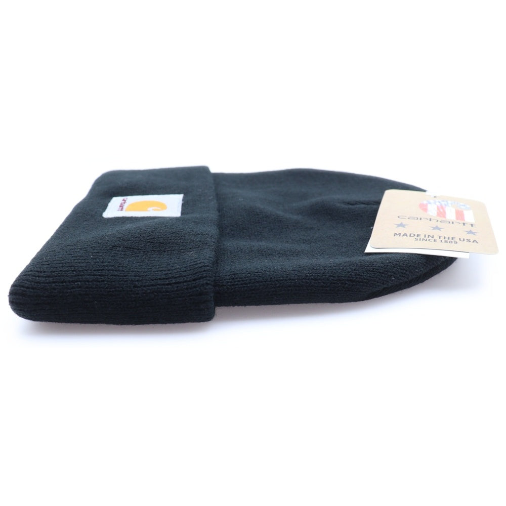 CARHARTT(カーハート) ACRYLIC WATCH HAT ロゴパッチ ビーニー ニット帽 帽子 ブラック A18-BLK