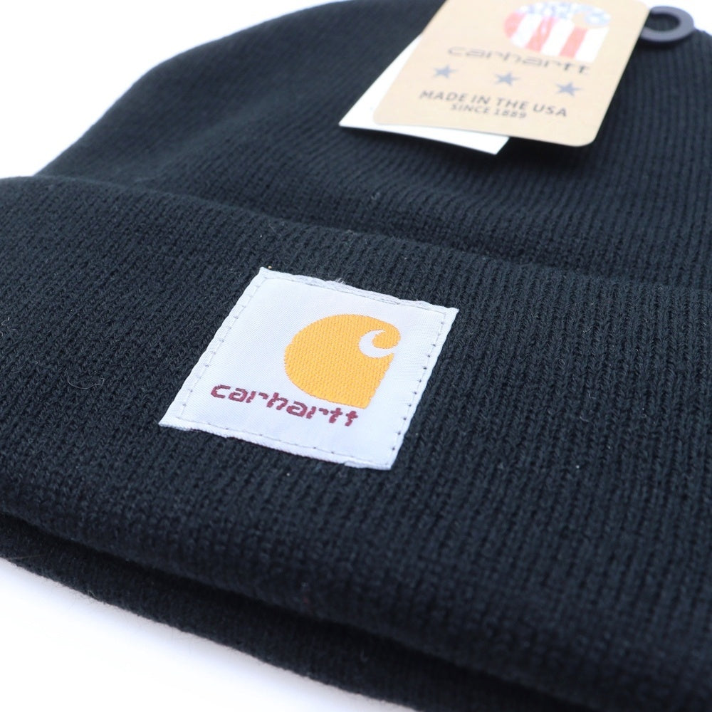 CARHARTT(カーハート) ACRYLIC WATCH HAT ロゴパッチ ビーニー ニット帽 帽子 ブラック A18-BLK