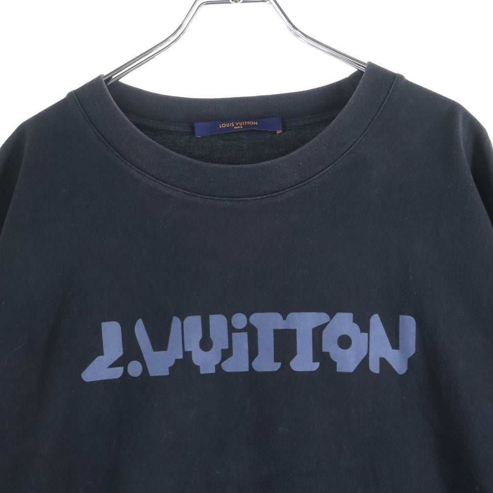 LOUIS VUITTON(ルイヴィトン) 22SS テルモヒートリアクティブ ロゴ プリント 半袖 カットソー Tシャツ ブラック RM221M NPG HMY13W
