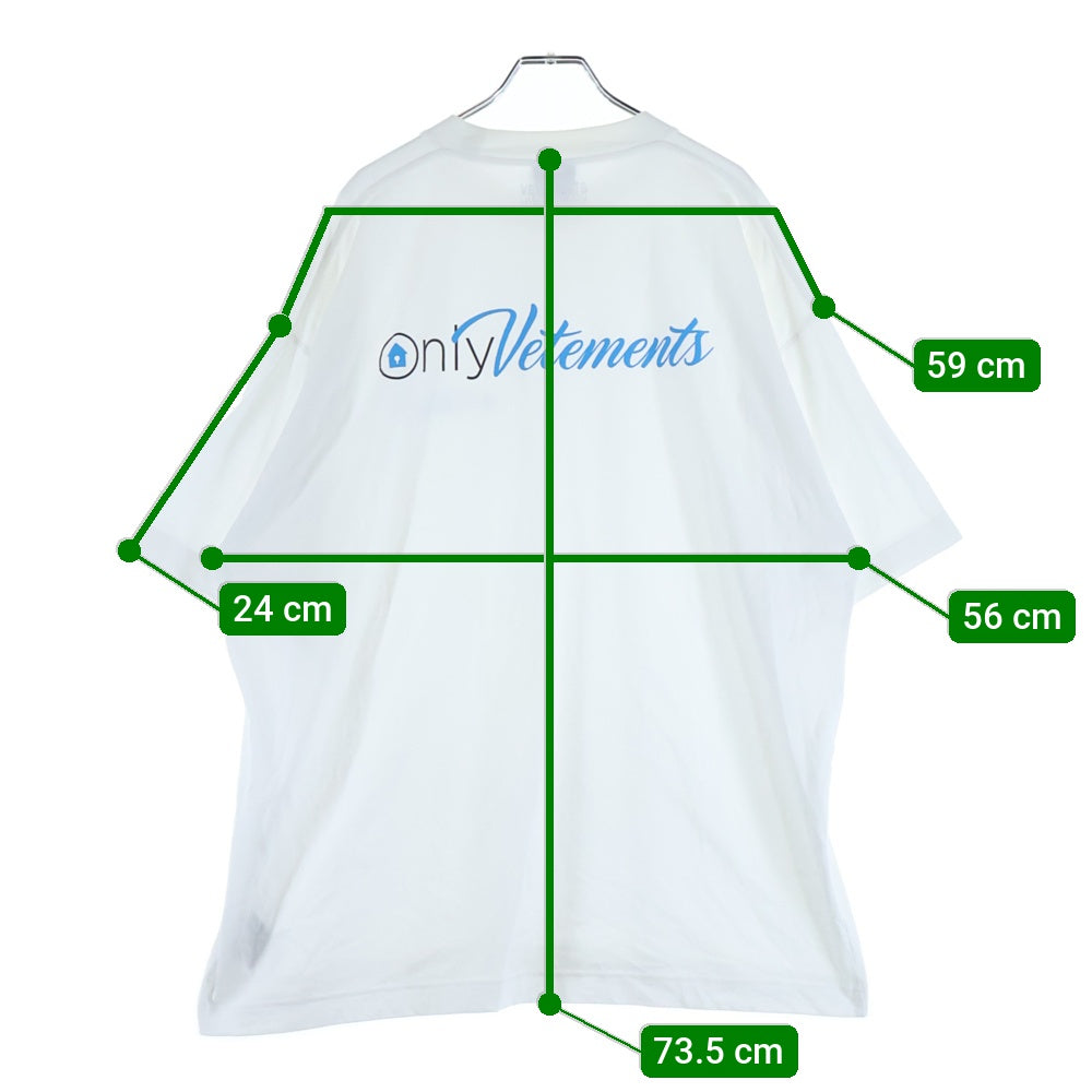 VETEMENTS(ヴェトモン) Only T-Shirt ロゴプリントクルーネック半袖Tシャツカットソー ホワイト UA63TR161W