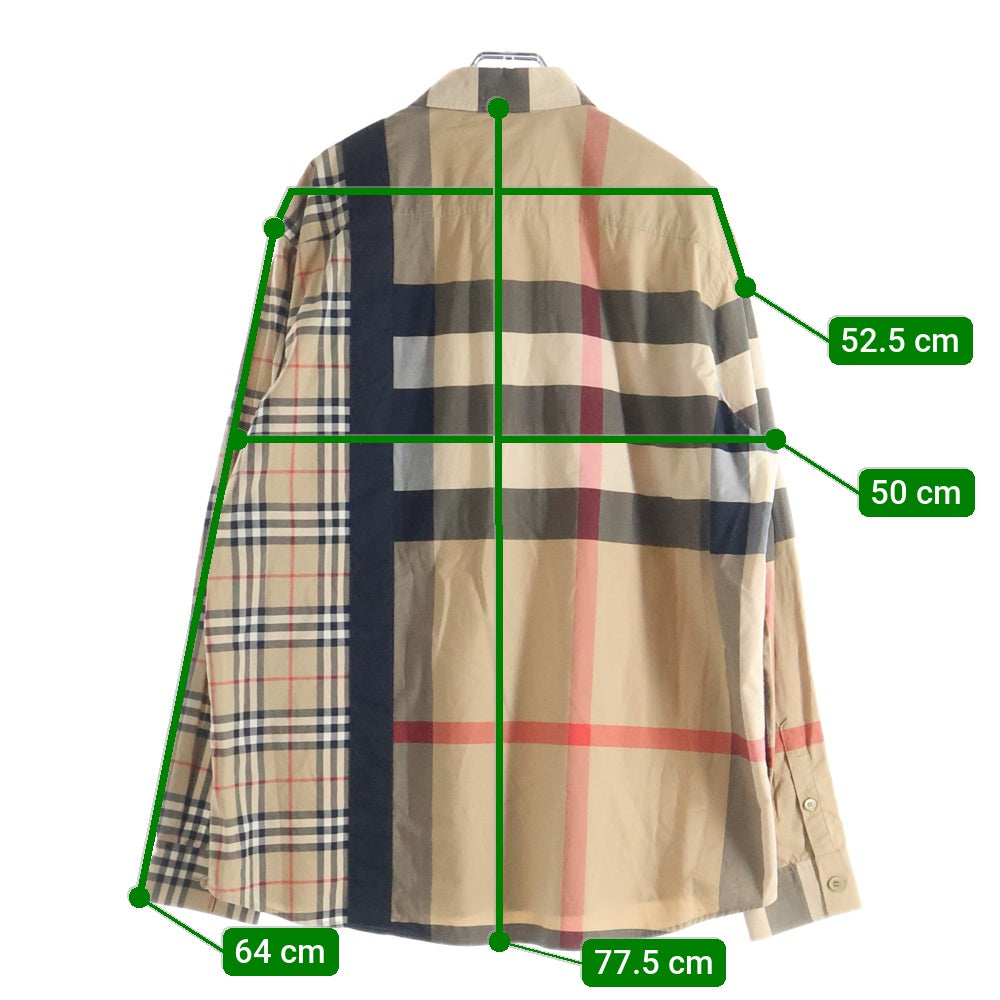 BURBERRY(バーバリー) 20AW ロゴパッチワークプリント長袖シャツ ブラウン 8033101