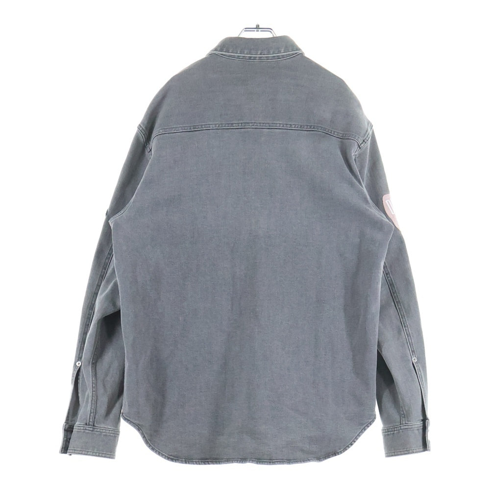 DIOR(ディオール) 20AW コットン ロゴ ワッペン Bee刺繍 デニム 長袖シャツ グレー