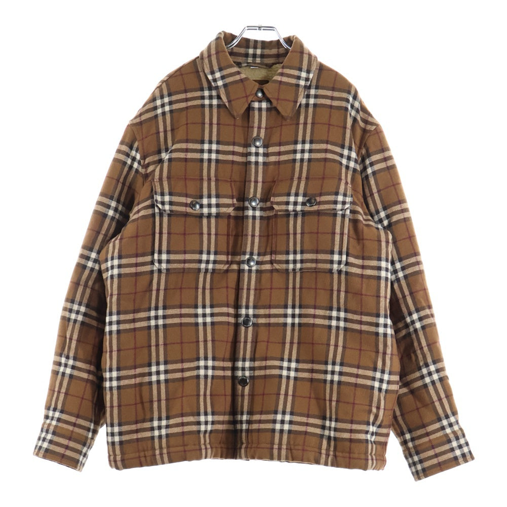 BURBERRY(バーバリー) 22AW CALMORE Checked Shirt Jacket ボタンダウン ボア チェックシャツ ジャケット ブラウン 8057372