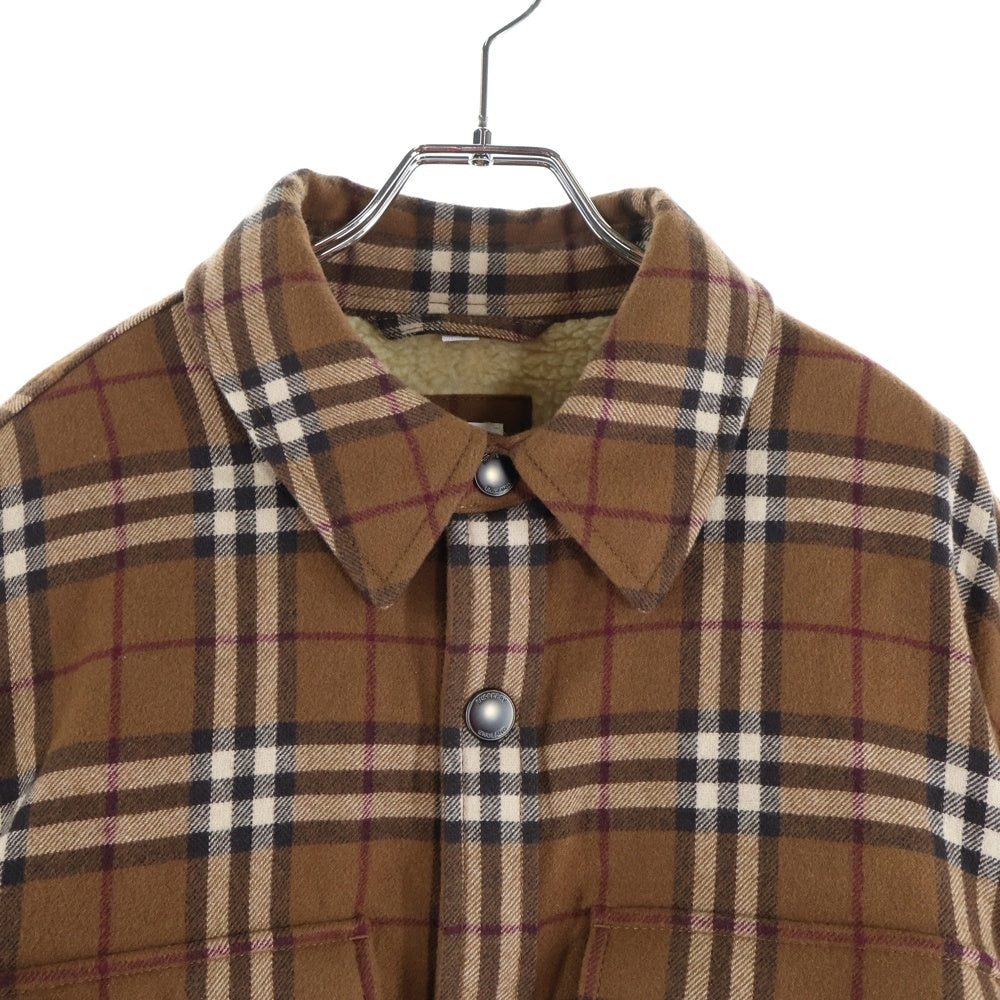BURBERRY(バーバリー) 22AW CALMORE Checked Shirt Jacket ボタンダウン ボア チェックシャツ ジャケット ブラウン 8057372