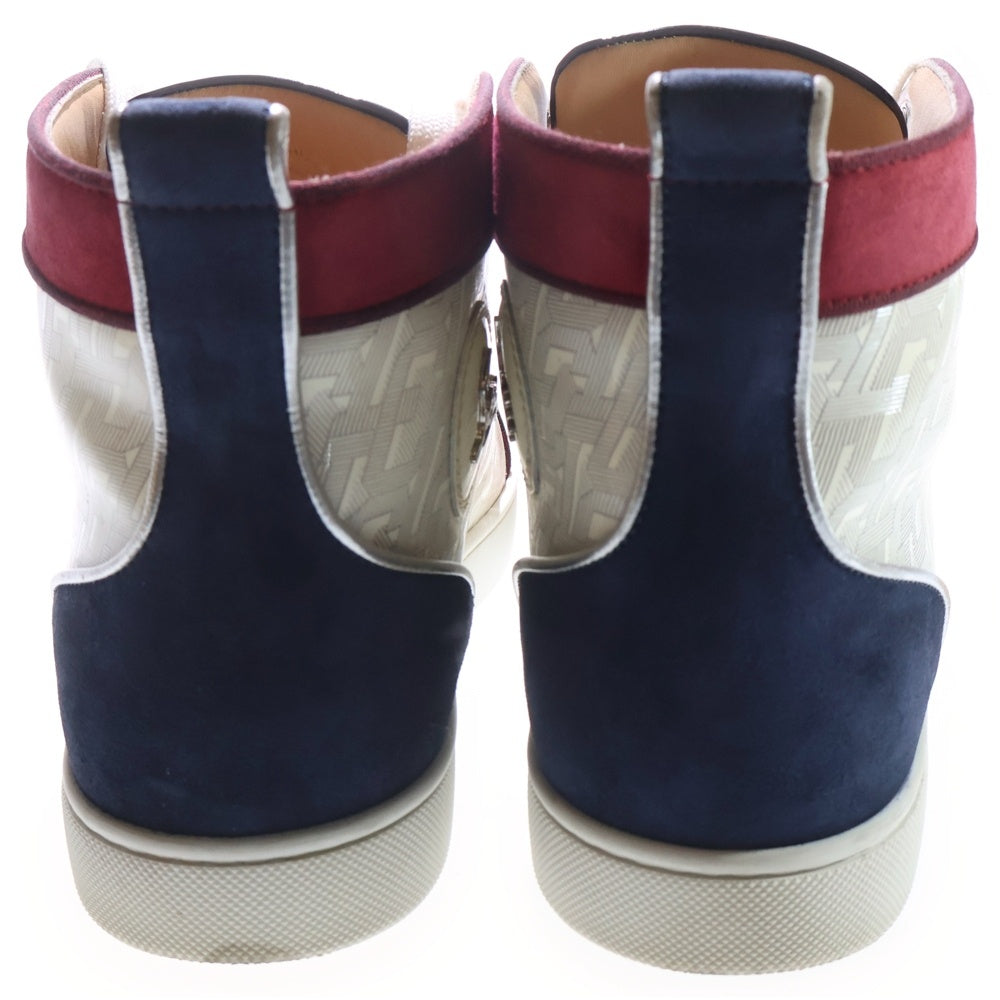 CHRISTIAN LOUBOUTIN(クリスチャンルブタン) パテント スエード切り替え ハイカットスニーカー ホワイト/レッド/ネイビー