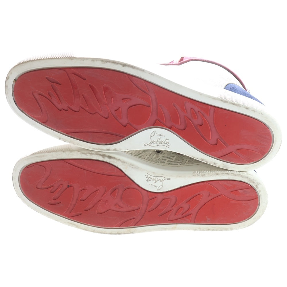CHRISTIAN LOUBOUTIN(クリスチャンルブタン) パテント スエード切り替え ハイカットスニーカー ホワイト/レッド/ネイビー