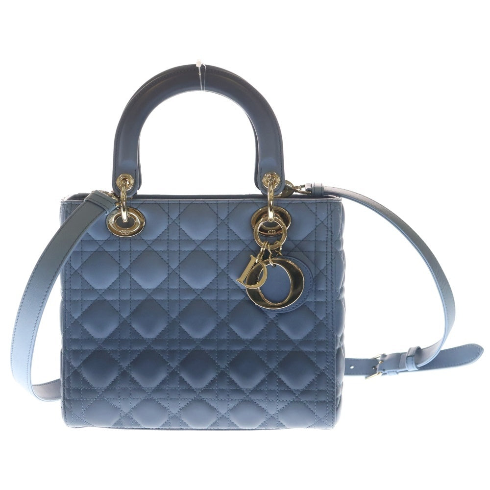 Christian Dior(クリスチャンディオール) レディディオール ミディアム マクロカナージュ レザー ショルダーハンドバッグ ブルー レディース