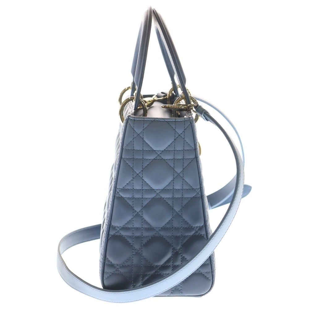Christian Dior(クリスチャンディオール) レディディオール ミディアム マクロカナージュ レザー ショルダーハンドバッグ ブルー レディース
