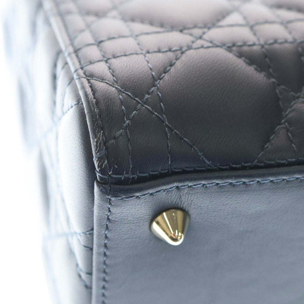 Christian Dior(クリスチャンディオール) レディディオール ミディアム マクロカナージュ レザー ショルダーハンドバッグ ブルー レディース