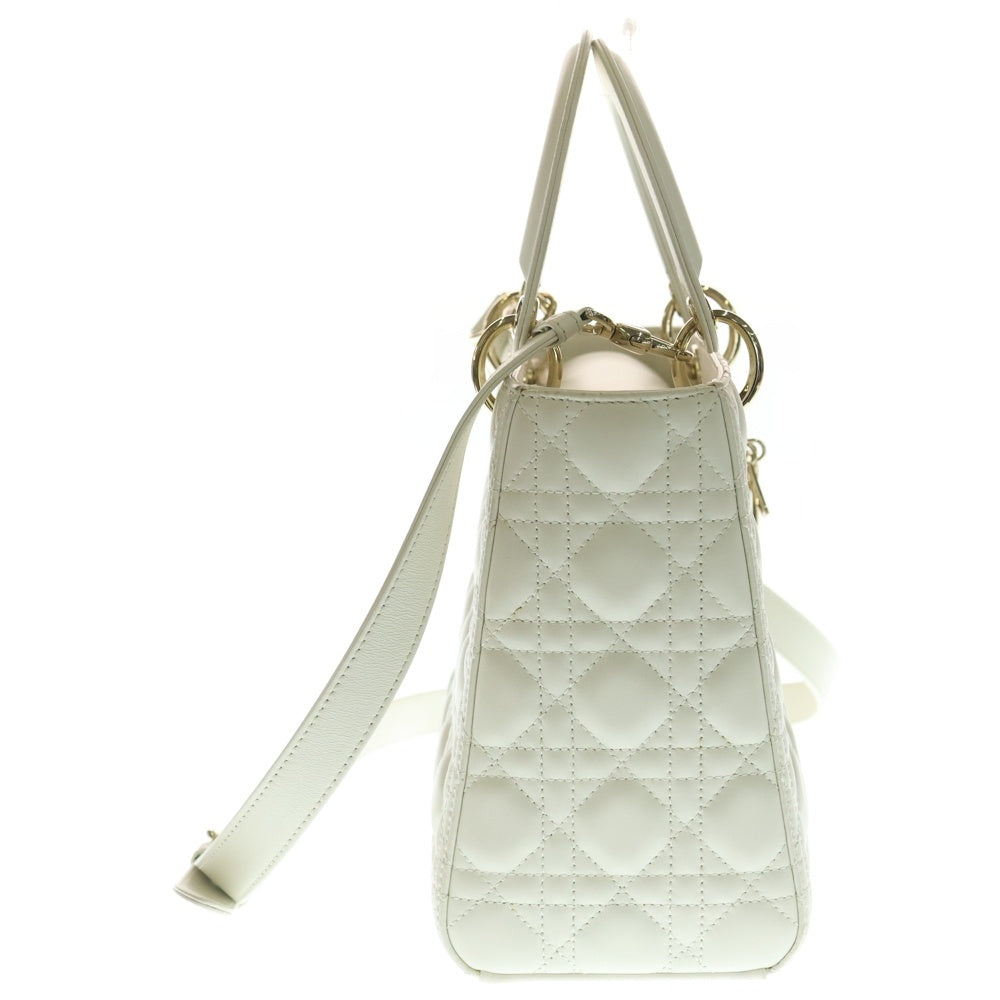 Christian Dior(クリスチャンディオール) レディディオール ミディアム マクロカナージュ レザー ショルダーハンドバッグ ホワイト レディース