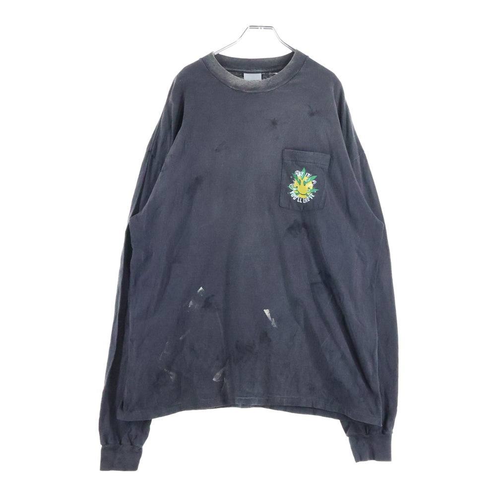 READY MADE(レディメイド) 24AW LS T-SHIRT SNAKE スネークプリント ロングスリーブ長袖Tシャツカットソー チャコールグレー RE-CO-BK-00-00-282