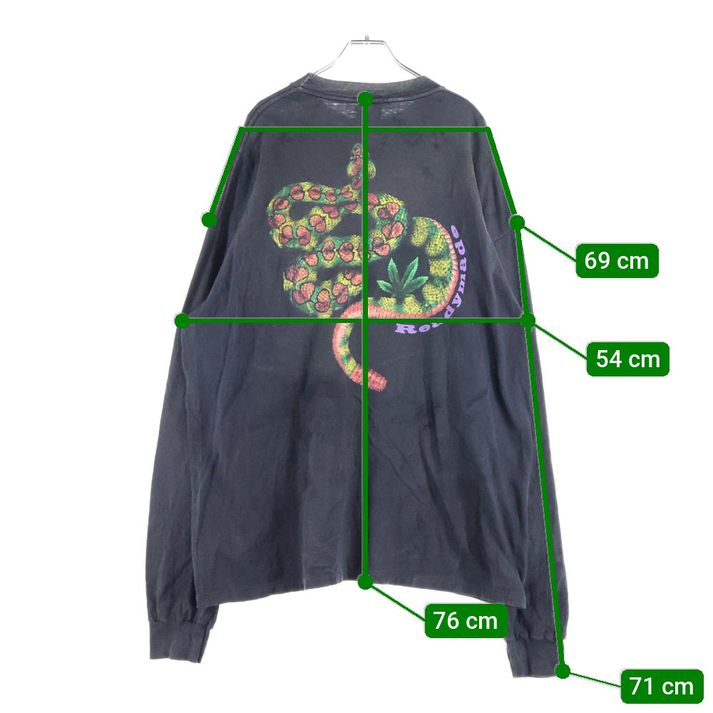 READY MADE(レディメイド) 24AW LS T-SHIRT SNAKE スネークプリント ロングスリーブ長袖Tシャツカットソー チャコールグレー RE-CO-BK-00-00-282