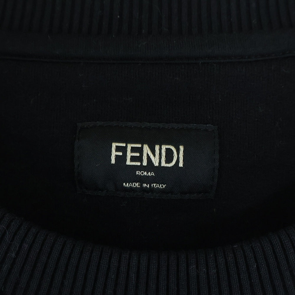 FENDI(フェンディ) ロゴエンボス クルーネック スウェットトレーナーブラック/グレー FY0178 AFRN