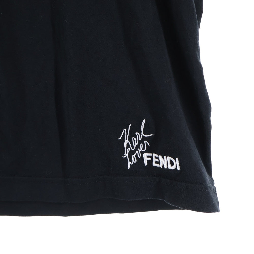 FENDI(フェンディ) ×Karl Lagerfeld Karlito Rhinestone Tee カリート ラガーフェルド ストーン ロゴ 半袖Tシャツ ブラック FY0626