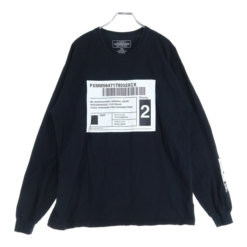 NEIGHBORHOOD(ネイバーフッド) Shop Label L/S Tee ラベルプリント 長袖Tシャツ ロンT ブラック