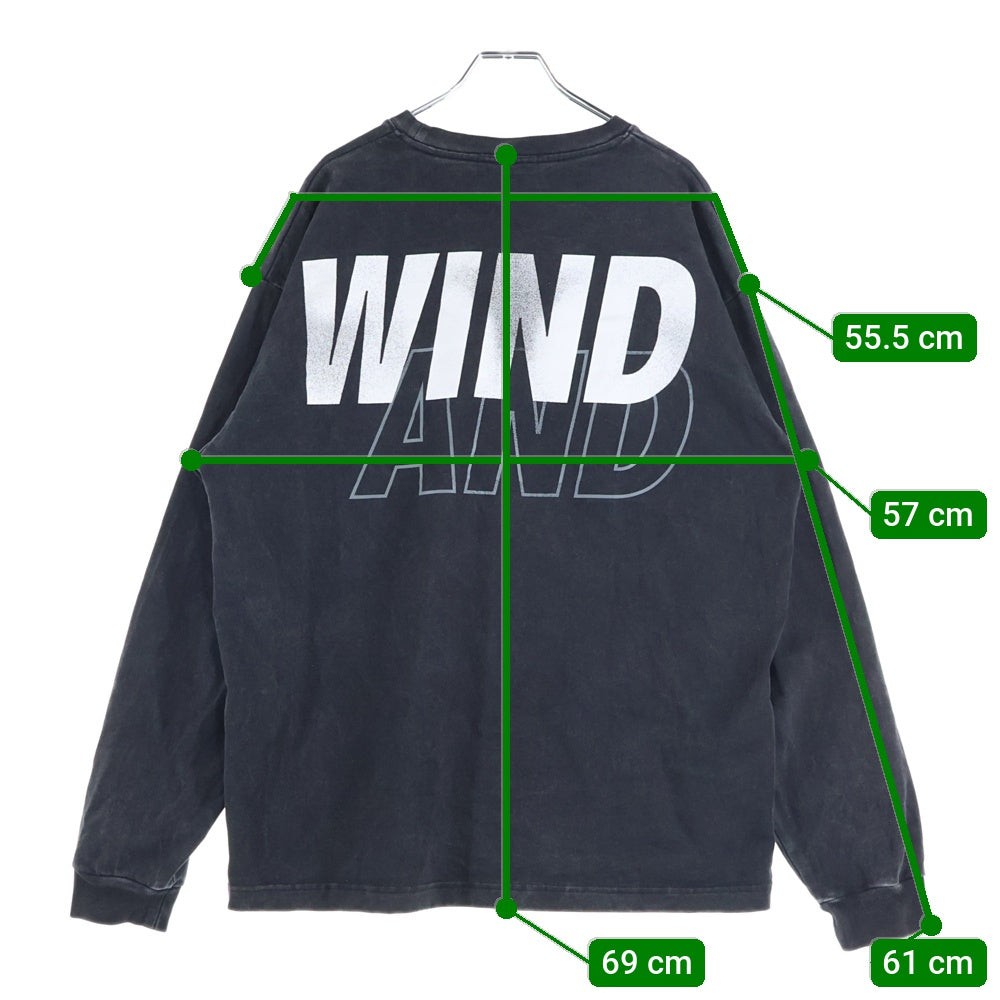 WIND AND SEA(ウィンダンシー) 23SS Logo L/S Tee ヴィンテージ加工 ロゴ 長袖Tシャツ ロンT チャコールグレー WDS-0-SEA-23-03-CS-01
