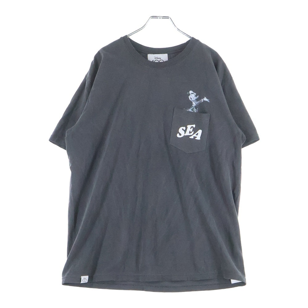WIND AND SEA(ウィンダンシー) ×Disney DonaldDac Pocket Tee ディズニー ドナルドダック ポケット半袖Tシャツ チャコールグレー WDS-C-DSN-23-Q4-03