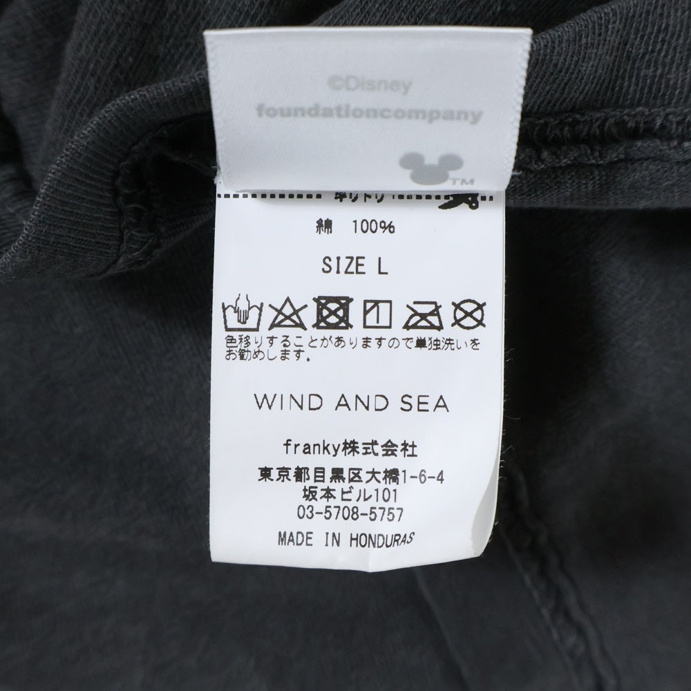 WIND AND SEA(ウィンダンシー) ×Disney DonaldDac Pocket Tee ディズニー ドナルドダック ポケット半袖Tシャツ チャコールグレー WDS-C-DSN-23-Q4-03
