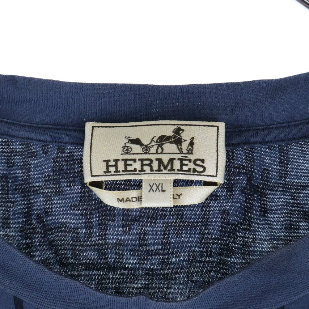HERMES(エルメス) H総柄 半袖Tシャツ ネイビー