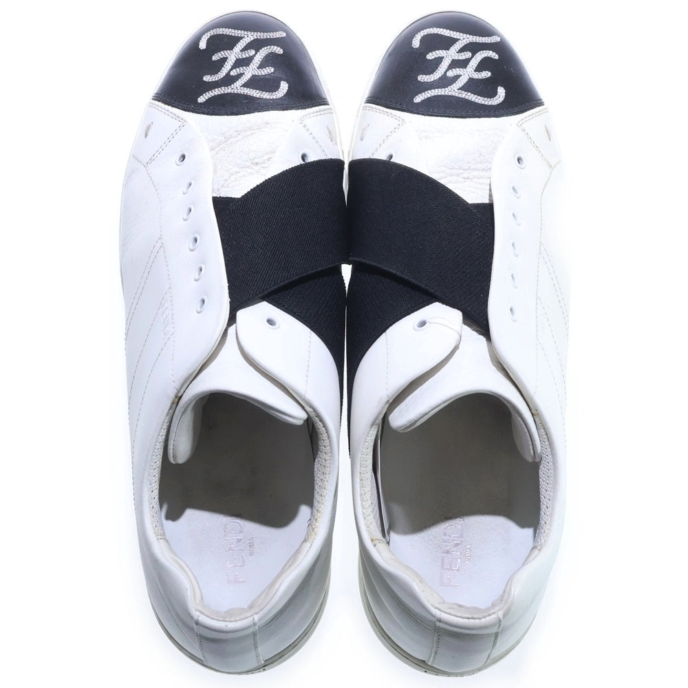 FENDI(フェンディ) ズッカ クロスバンド レザーローカットスニーカーシューズ ホワイト 7E1266