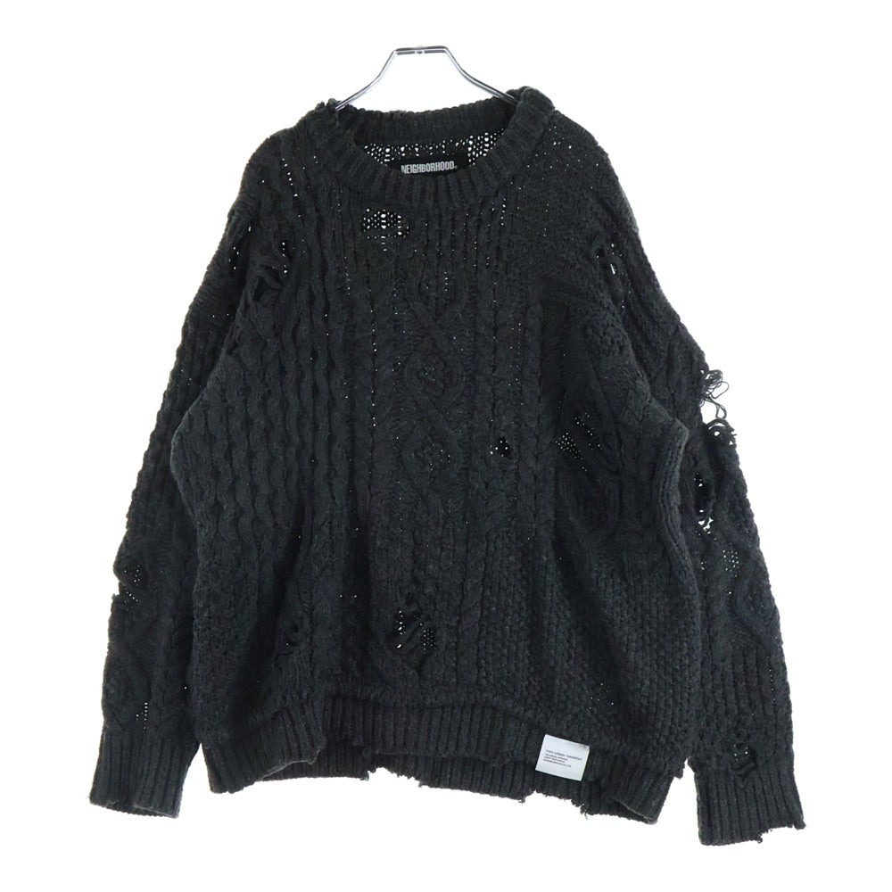 NEIGHBORHOOD(ネイバーフッド) 23AW PATCHWORK SAVAGE SWEATER パッチワーク サベージ ニット セーター グレー 232FUNH‐KNM01