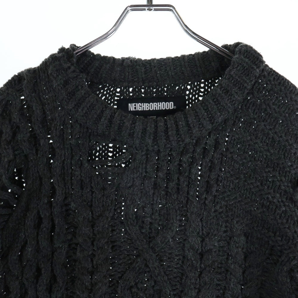 NEIGHBORHOOD(ネイバーフッド) 23AW PATCHWORK SAVAGE SWEATER パッチワーク サベージ ニット セーター グレー 232FUNH‐KNM01
