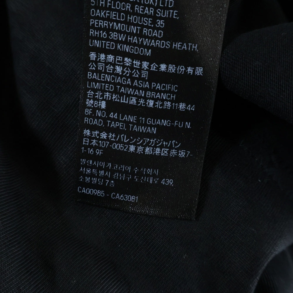 BALENCIAGA(バレンシアガ) BBロゴ デストロイ加工 半袖Tシャツ カットソー ブラック 739028 TOVN8
