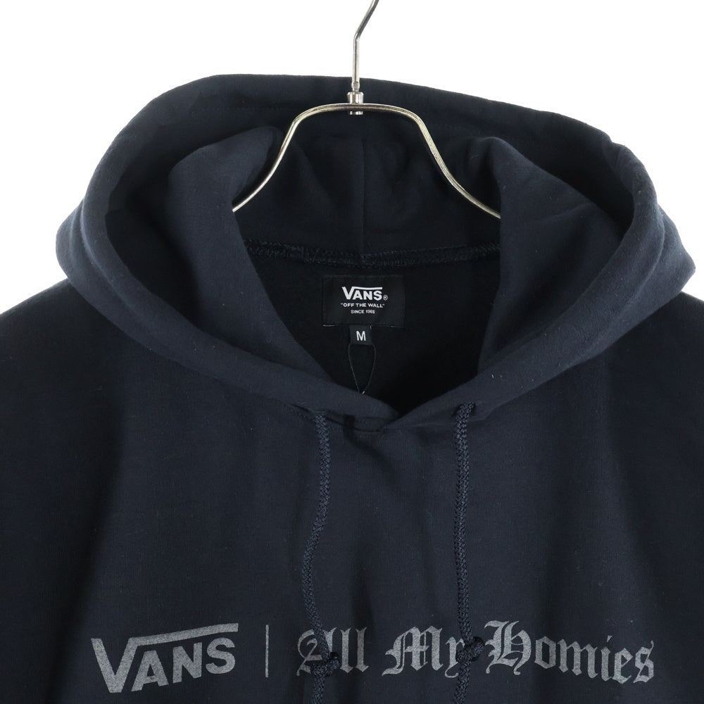 VANS(ヴァンズ) ×ALLMYHOMIES REFLECTIVE HOODIE オールマイホーミーズ リフレクティブロゴ プルオーバーパーカー スウェットフーディ ブラック 125K1035353