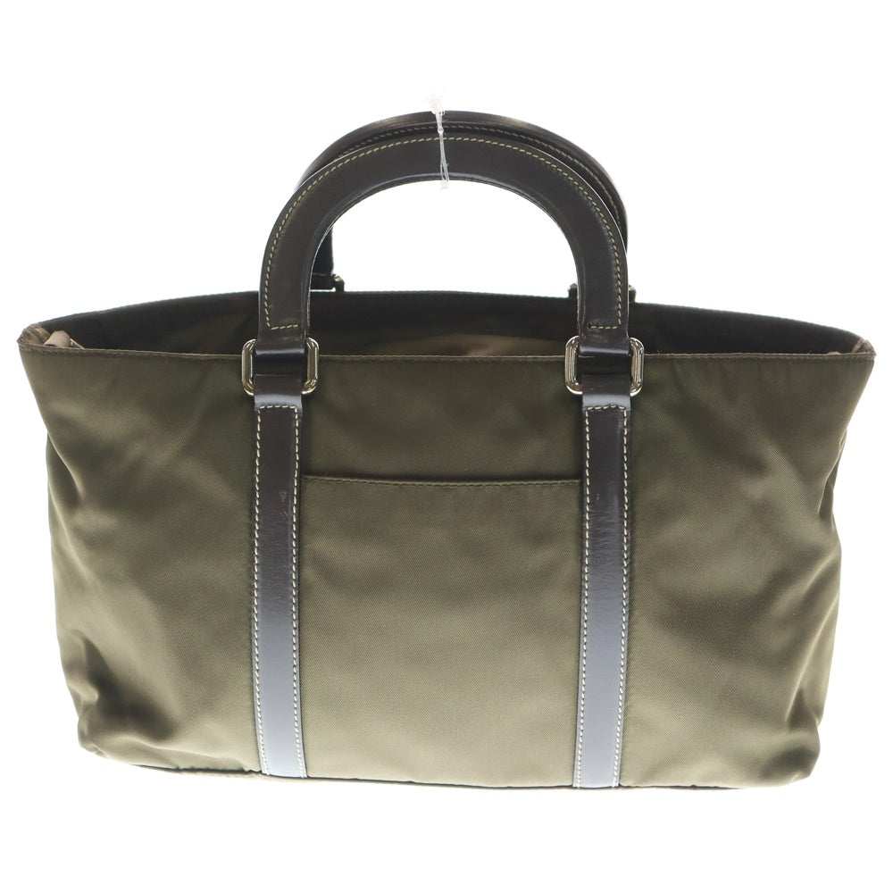 PRADA(プラダ) 三角ロゴプレート ナイロン ハンドバッグ カーキ BN1052