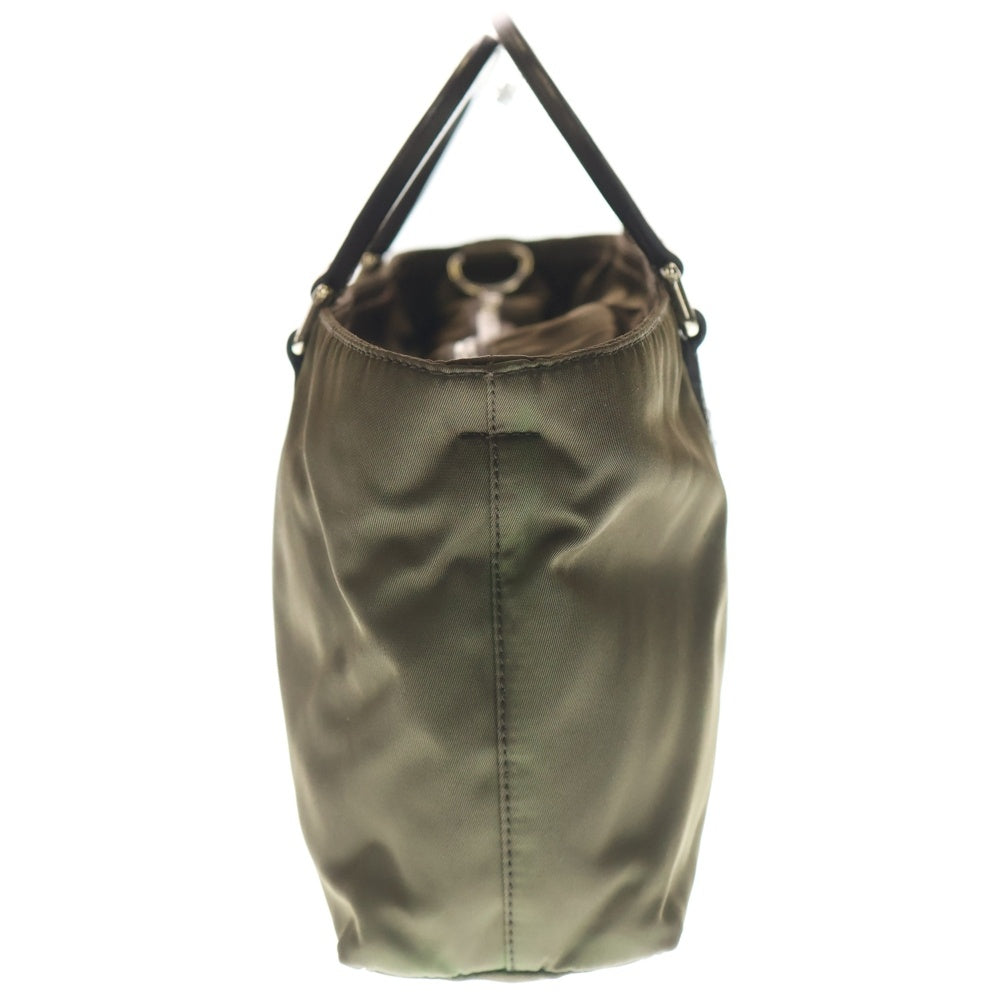PRADA(プラダ) 三角ロゴプレート ナイロン ハンドバッグ カーキ BN1052