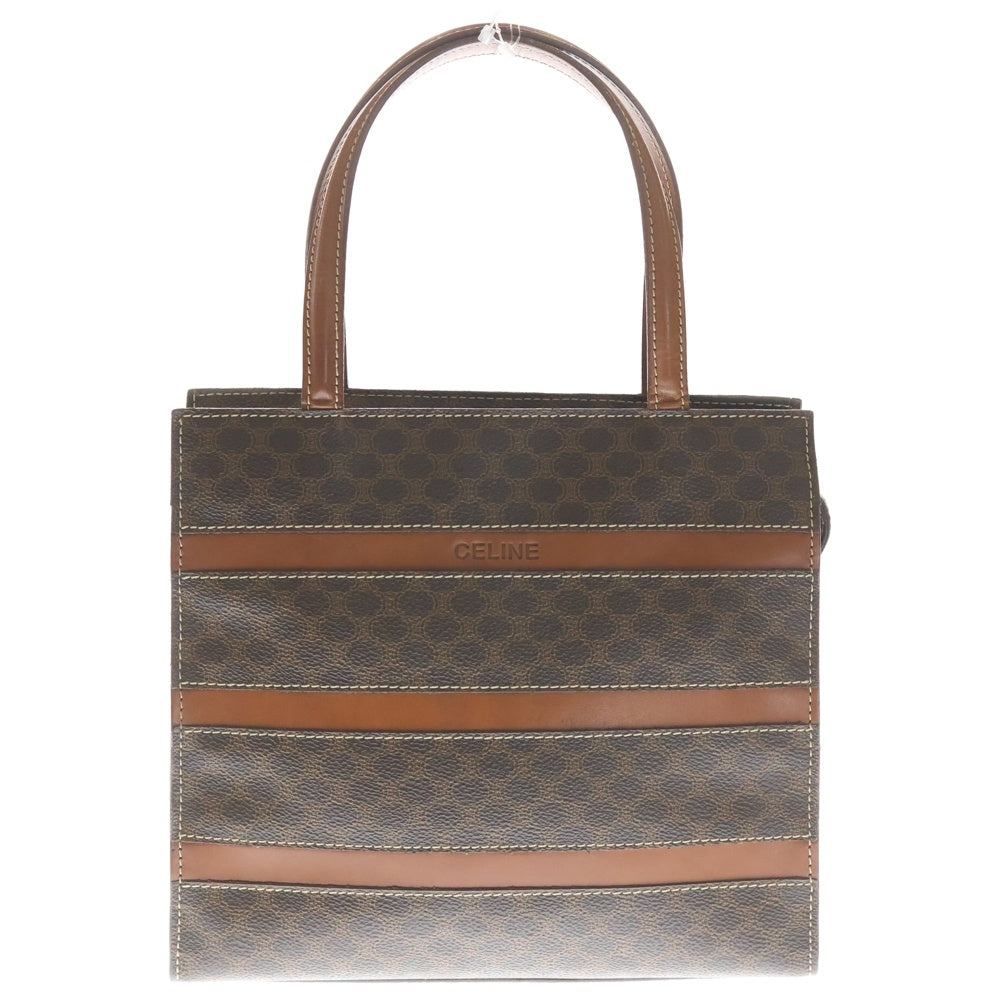 CELINE(セリーヌ) マカダム ロゴ型押し レザー ハンドバッグ ブラウン レディース