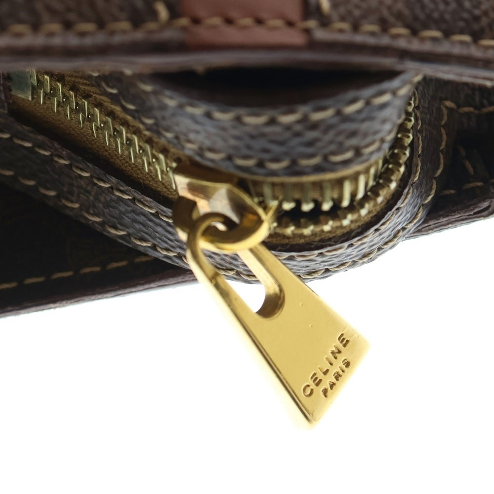 CELINE(セリーヌ) マカダム ロゴ型押し レザー ハンドバッグ ブラウン レディース