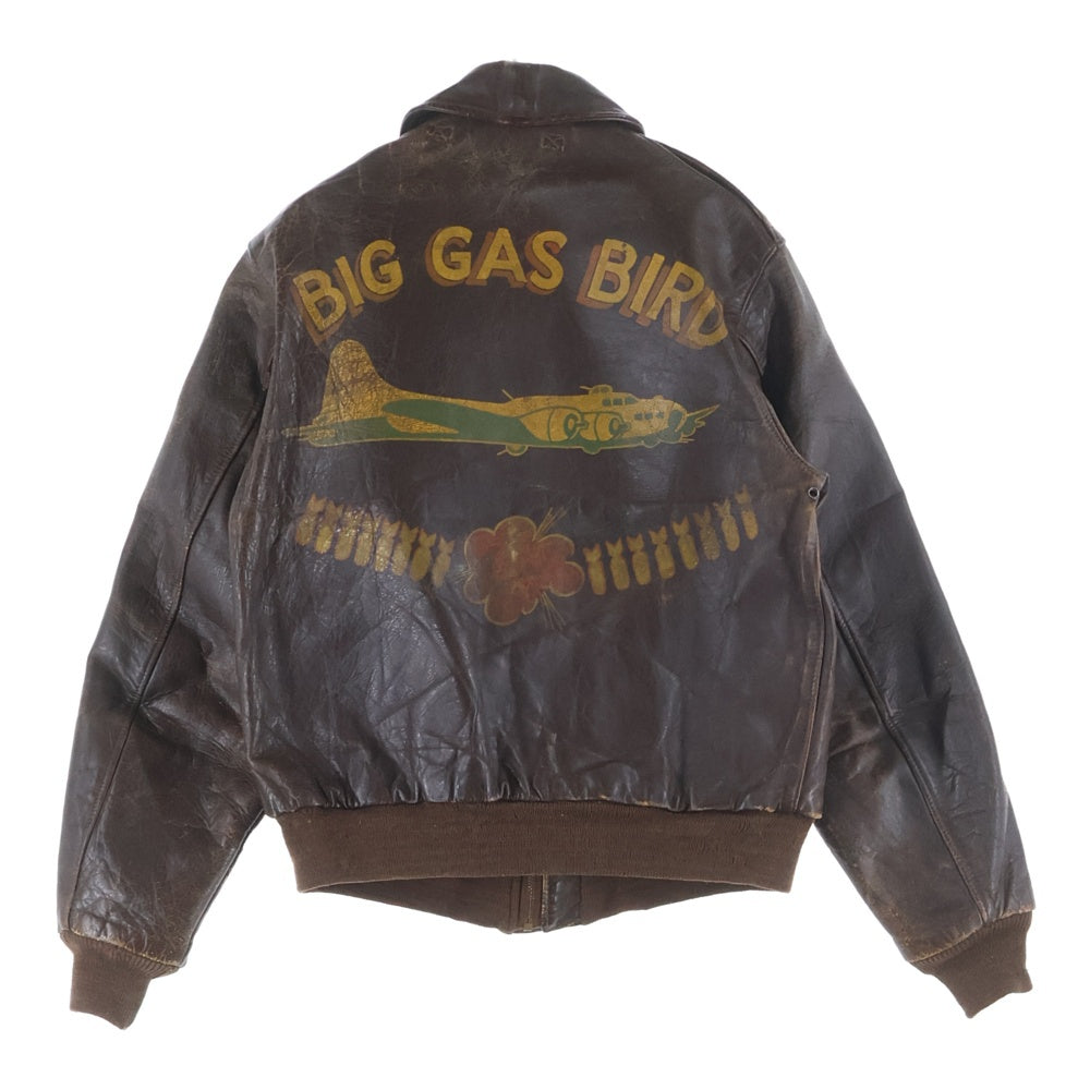 VINTAGE(ヴィンテージ) 40S USAAF A-2 FIGTH JACKET BIG GAS BIRD ヴィンテージ バックプリント レザー フライトジャケット ブラウン