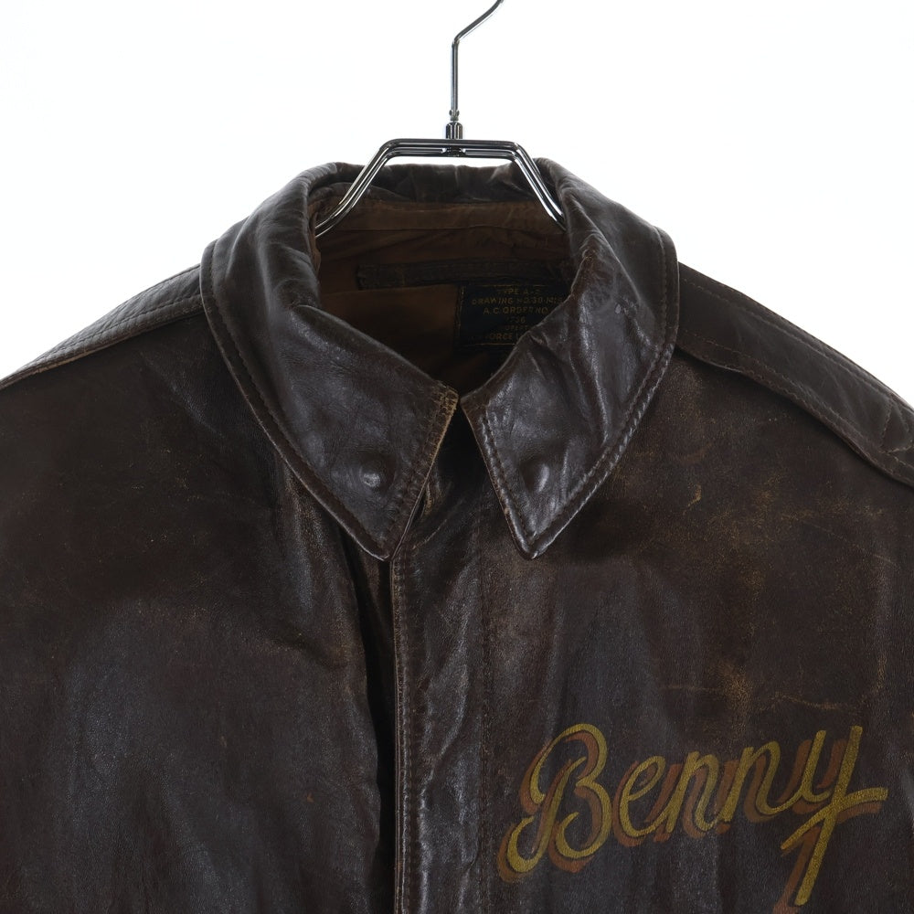 VINTAGE(ヴィンテージ) 40S USAAF A-2 FIGTH JACKET BIG GAS BIRD ヴィンテージ バックプリント レザー フライトジャケット ブラウン