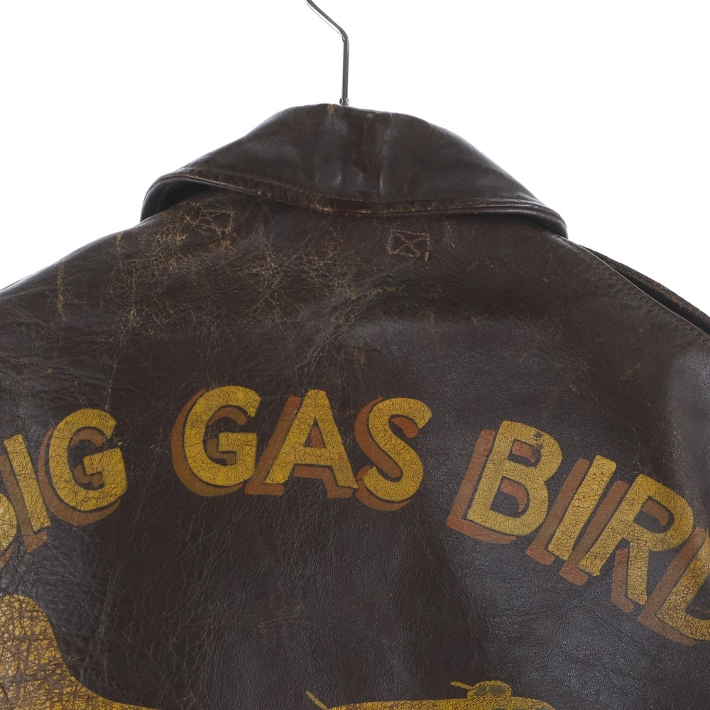 VINTAGE(ヴィンテージ) 40S USAAF A-2 FIGTH JACKET BIG GAS BIRD ヴィンテージ バックプリント レザー フライトジャケット ブラウン