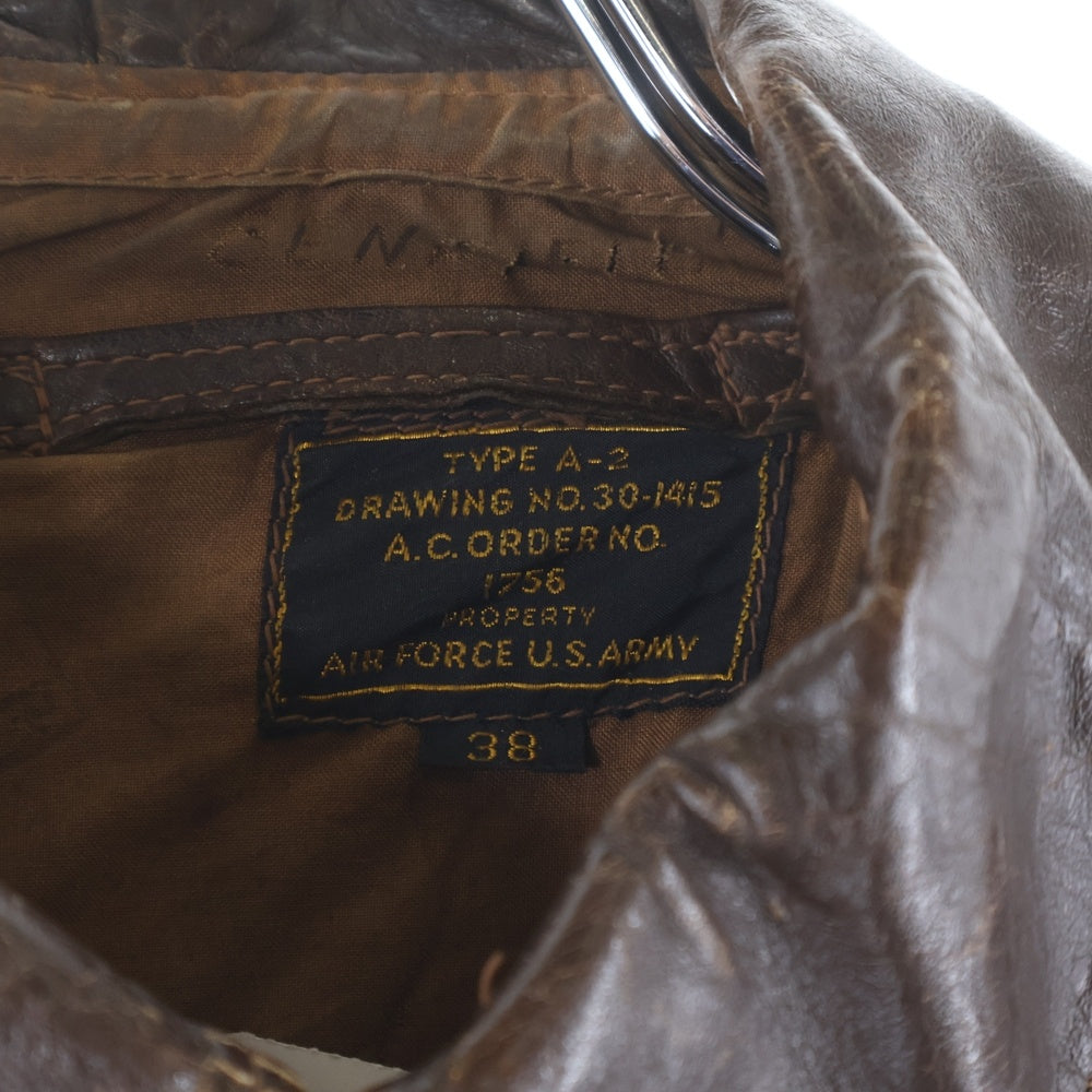 VINTAGE(ヴィンテージ) 40S USAAF A-2 FIGTH JACKET BIG GAS BIRD ヴィンテージ バックプリント レザー フライトジャケット ブラウン