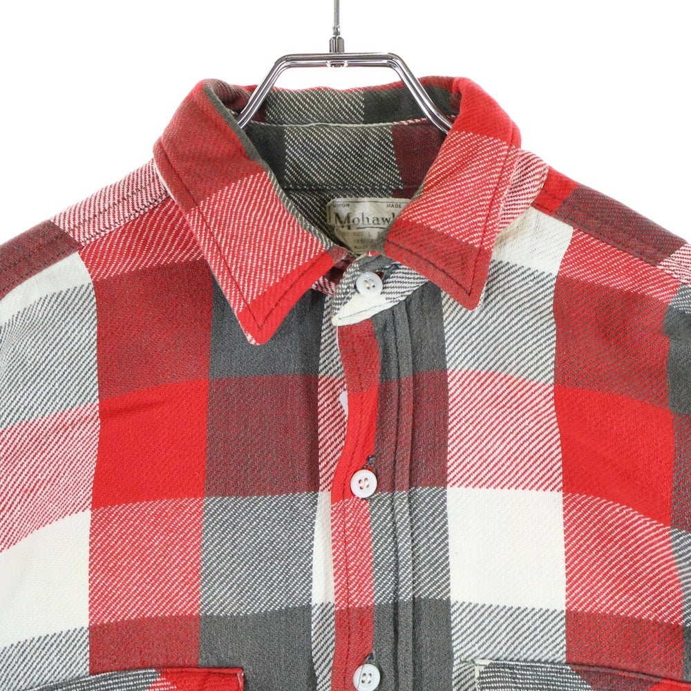 VINTAGE(ヴィンテージ) 50-60S VINTAGE MOHAWK PLAID FLANNEL SHIRT マチ付き チェック 長袖シャツ レッド/ホワイト