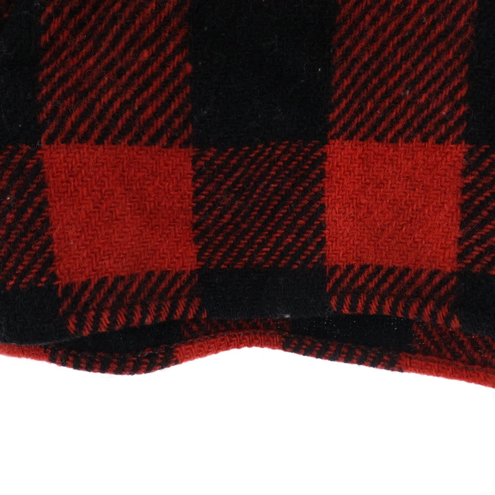 VINTAGE(ヴィンテージ) 50S WOODSMAN PLAID FLANNEL ZIP SHIRT ウッズマン マチ付き ハーフジップ チェック プルオーバー 長袖シャツ レッド