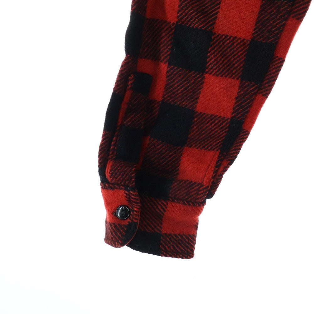 VINTAGE(ヴィンテージ) 50S WOODSMAN PLAID FLANNEL ZIP SHIRT ウッズマン マチ付き ハーフジップ チェック プルオーバー 長袖シャツ レッド