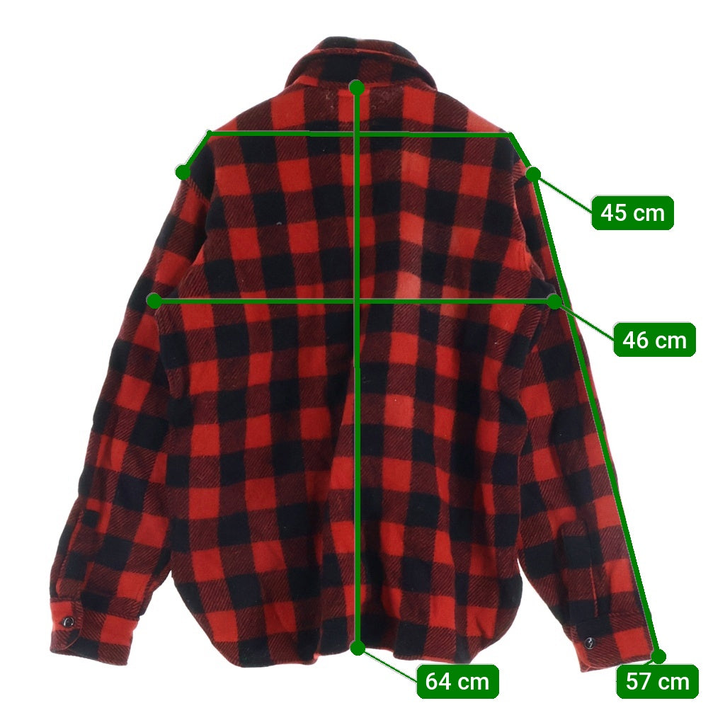 VINTAGE(ヴィンテージ) 50S WOODSMAN PLAID FLANNEL ZIP SHIRT ウッズマン マチ付き ハーフジップ チェック プルオーバー 長袖シャツ レッド