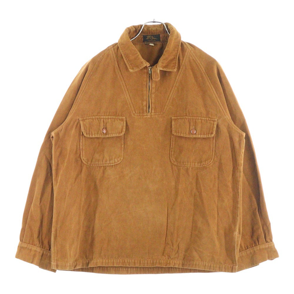 L.L.Bean(エルエルビーン) 50S VINTAGE ヴィンテージ チンストラップ モールスキン ハーフジップ プルオーバー 長袖シャツ ブラウン